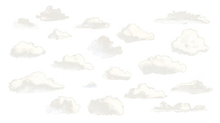 Flat white cloud icon set, various shapes