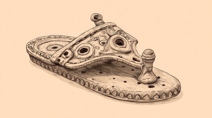Detailed illustration of an ancient sandal
