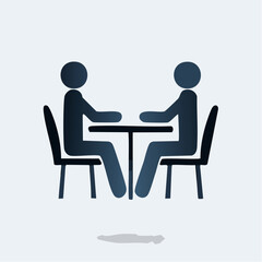 Fototapeta premium Illustration of two people sitting at a table having a conversation together