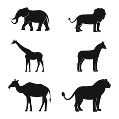 Obraz premium African Wildlife Silhouettes Collection elephant lion