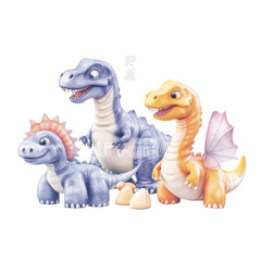 Colorful plush dinosaur toys collection including T-Rex, stegosaurus, and dragon for children
