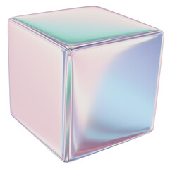 cube 3D Abstract Pastel Iridescent Shape
