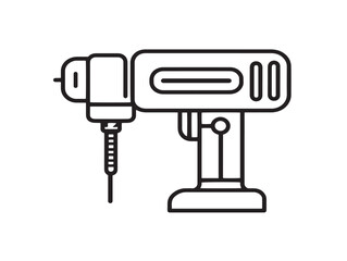 Modern power drill vector icon in elegant outline