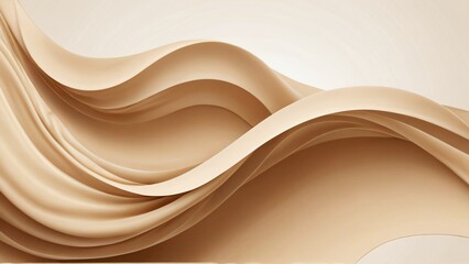 Obraz premium Elegant abstract background with flowing waves of soft gold and beige silk fabric, creating a luxurious and smooth texture