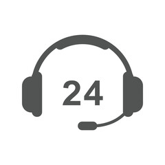 24/7 Customer Service Headset Icon, Continuous Support, Call Center Vector Graphic