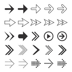 Arrows set of 100 black icons. Arrow icon. Arrow vector collection. Arrow. Cursor. Modern simple arrows. Vector illustration.