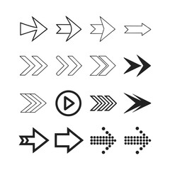 Arrows set of 100 black icons. Arrow icon. Arrow vector collection. Arrow. Cursor. Modern simple arrows. Vector illustration.