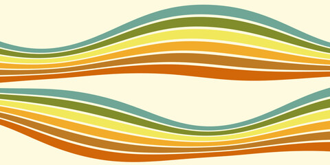 Retrofuturism poster design in trendy retro line style. Modern art poster retro vintage style 70s stripes background template lines shapes vector design.