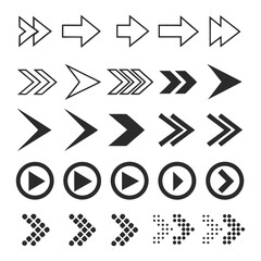 Arrows set of 100 black icons. Arrow icon. Arrow vector collection. Arrow. Cursor. Modern simple arrows. Vector illustration.