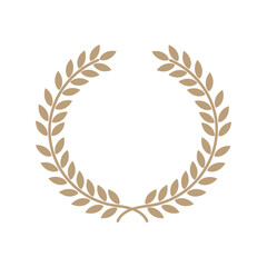 Golden Laurel Wreath Vector, Victory Achievement Award, Olive Branch Emblem