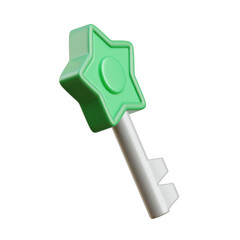 Silver and green Magic Key 3d icon illustration