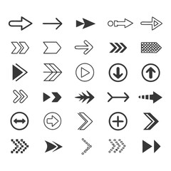 Arrows set of 100 black icons. Arrow icon. Arrow vector collection. Arrow. Cursor. Modern simple arrows. Vector illustration.