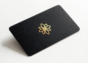 Elegant Black Matte Business Card with Gold Foil Stamp Mockup