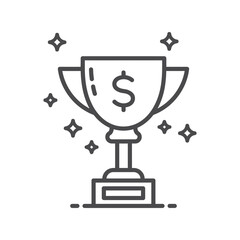 Financial Success Trophy Icon, Business Achievement Award, Investment Growth Symbol Vector