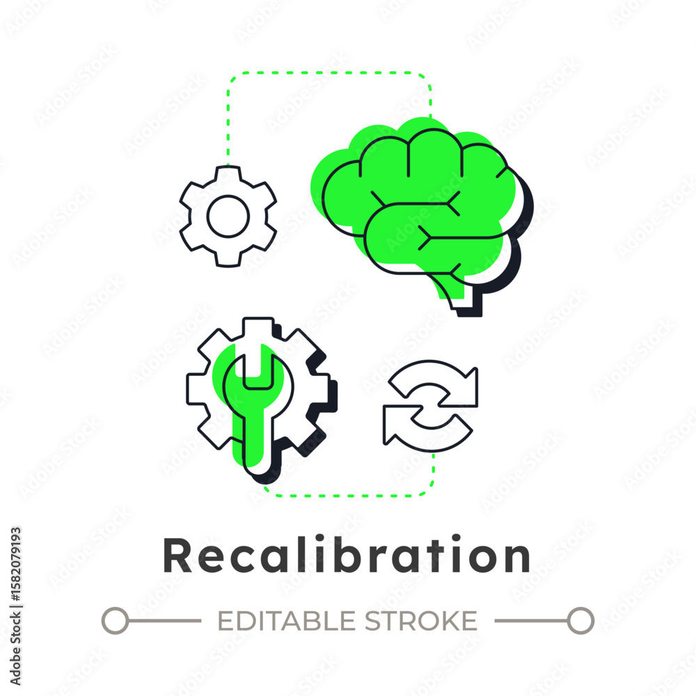 Poster recalibration modern linear concept icon. reconfiguring resources. step in capacity management proce