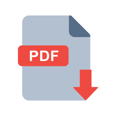 PDF Document Download Icon, File Format and Digital Data Transfer Vector