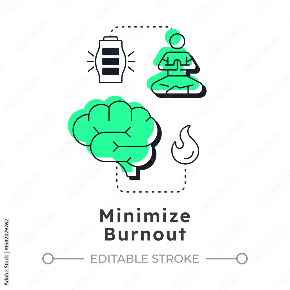 Poster minimize burnout modern linear concept icon. accurately aligning workforce. benefit of capacity mana