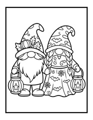 Fototapeta premium Halloween Gnome Bold & Easy Coloring Pages for Kids and Adults.