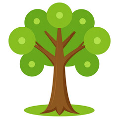 A stylized illustration of a vibrant, green tree with a thick brown trunk, isolated on transparent background. Nature themed clipart.