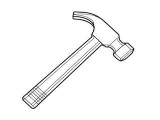 Construction hammer icon in simple vector line design