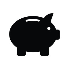  Black Piggy Bank Icon, Savings, Finance, Investment, Budgeting, Financial Planning Symbol