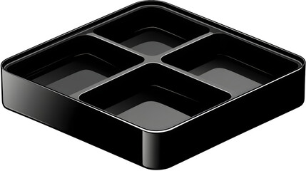 Bento box with compartments icon, solid black style,