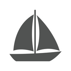 Black Sailboat Icon, Sailing, Yachting, Marine, Water Sports, Ocean Travel Symbol