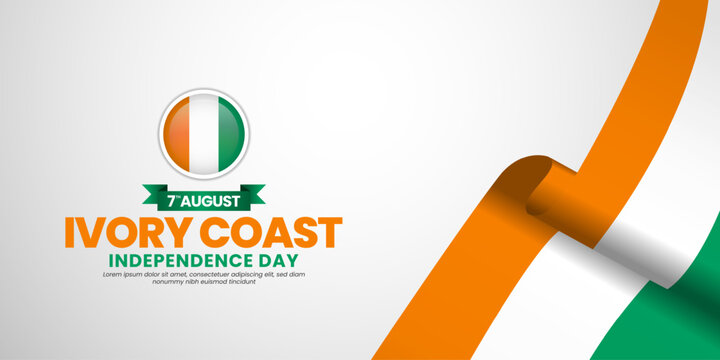 ivory coast flag for independence day banner background with blank space area