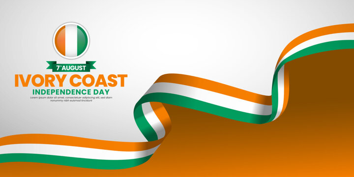 ivory coast flag for independence day banner background with blank space area