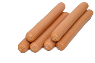 Cooked sausages isolated on white background