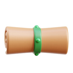 Brown and green Scrolls 3d icon illustration