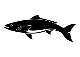 Fototapeta premium A sleek salmon silhouette vector on a clean white backdrop offers a striking visual, ideal for fishing, culinary, or wildlife design projects.
