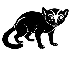 Obraz premium A vector silhouette artfully depicts a slow loris against a clean white backdrop, ideal for designs needing a cute primate element.