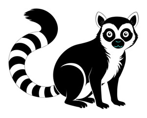 Obraz premium Graceful ring tailed animal vector silhouette presents a captivating wildlife design element for projects needing natural animal illustrations and graphical appeal.