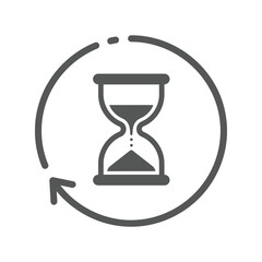 Time Cycle Refresh Icon, Hourglass with Rotating Arrows, Process Update Symbol