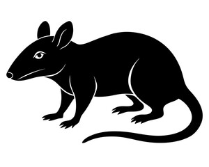 Obraz premium A simple yet striking black silhouette of a shrew against a clean white backdrop brings a naturalistic vector illustration to life.