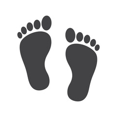 Human Footprints Icon, Barefoot Imprints, Walking Steps, Path, Journey Symbol