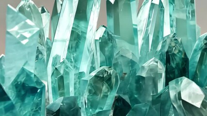Aquamarine raw crystal druse spinning in a serene environment during daylight, Druse of aquamarine raw crystals is spinning 3D render seamless