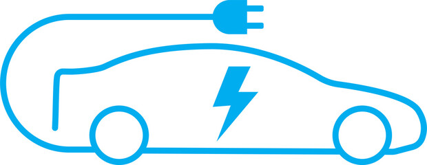 EV electric car with plug icon green energy concept for graphic design, logo, web site, social media, mobile app, ui illustration.
