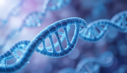 Digital Illustration of a Blue DNA Double Helix Structure