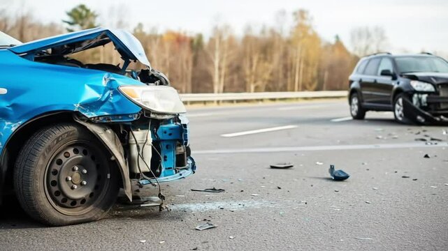 A devastating car accident leaves vehicles mangled on the roadside, highlighting the importance of road safety and the potential consequences of reckless driving