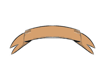 Hand drawn ribbons vintage . Doodle style black color sketch. Isolated elements.