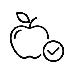 Approved Healthy Apple Icon, Organic Fruit with Checkmark, Verified Quality Produce