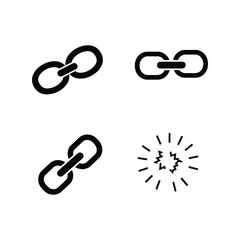 Chain Link Connection Icons, Strong and Broken Links, Teamwork, Cybersecurity Symbol