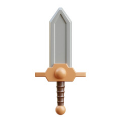 Beige and silver Sword 3d icon illustration