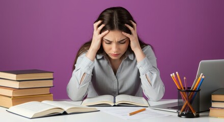 3d illustration of smiling businesswoman working on her laptop in a modern office setting