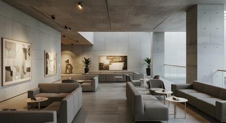 Modern Architectural Interior with Art and Seating