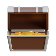BRown and gold Treasure Chest 3d icon illustration