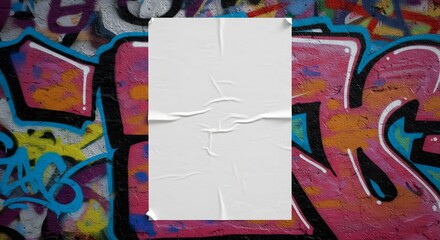 Obraz premium White Poster on Graffiti Wall