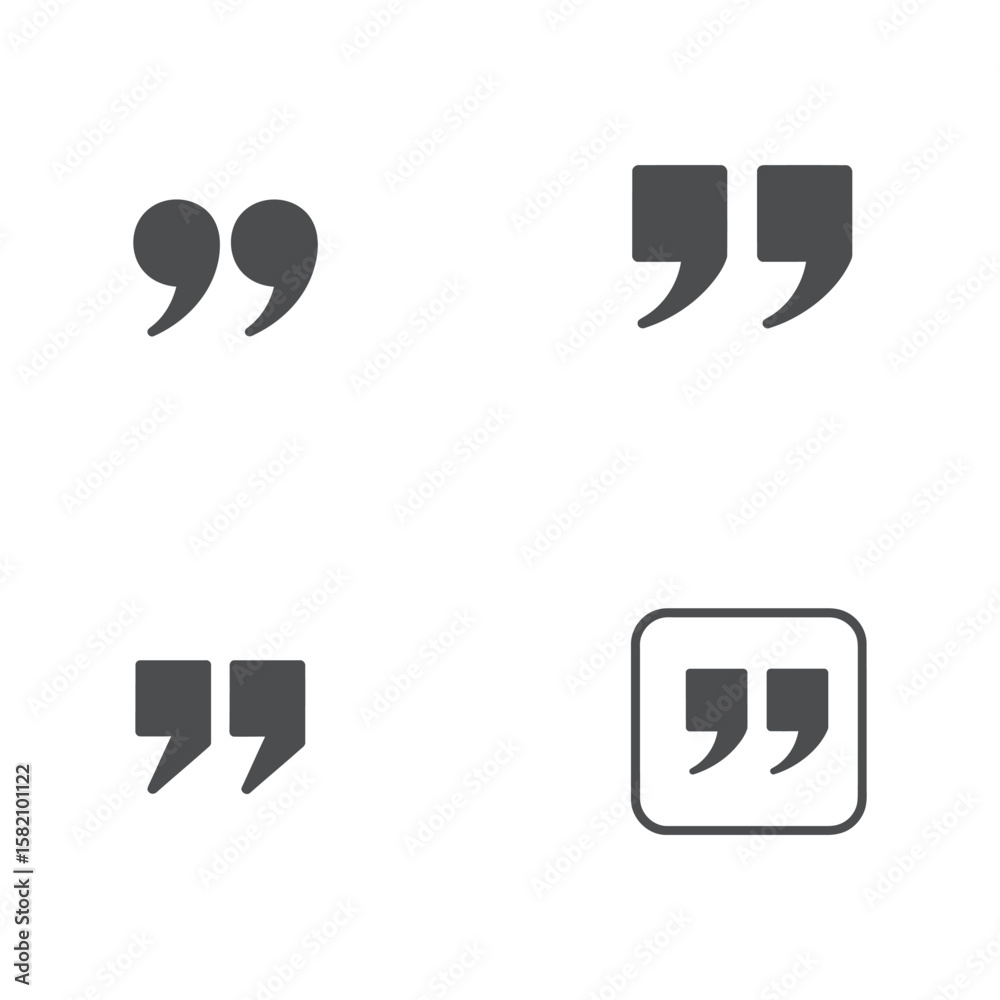 Fototapete quotation marks vector icon set, testimonial and citation symbols for text and dialogue